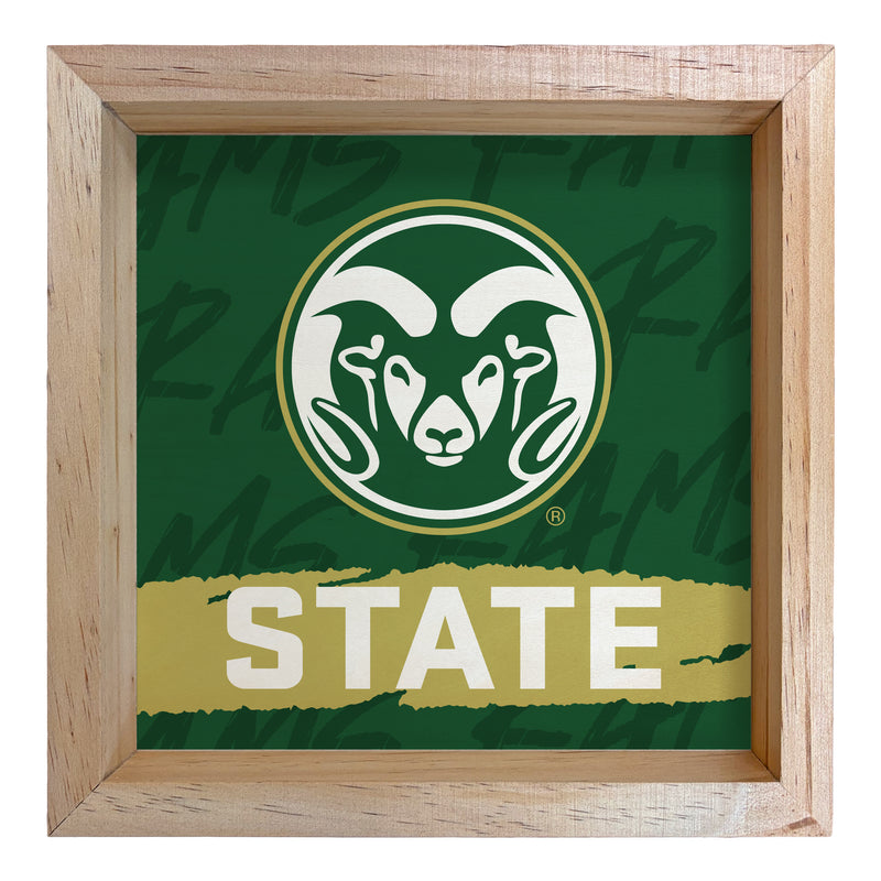 Colorado State Rams Officially Licensed 8.75"x 8.75" Wood Sign with frame Logo
