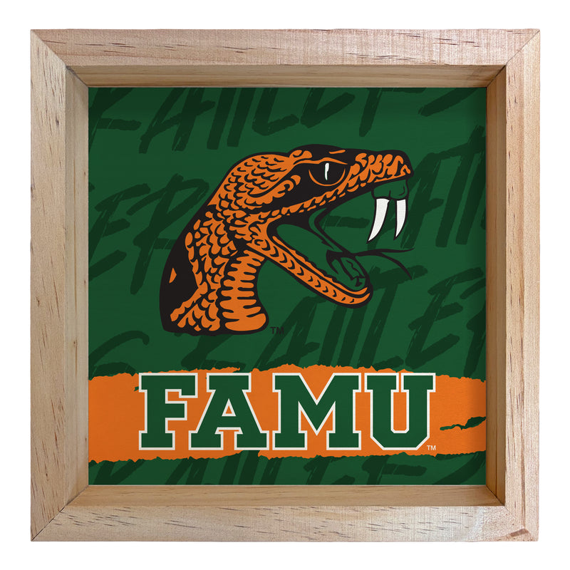 Florida A&M Rattlers Officially Licensed 8.75"x 8.75" Wood Sign with frame Logo