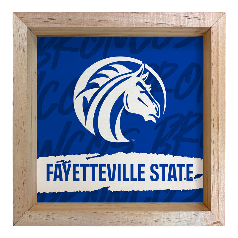 Fayetteville State University Officially Licensed 8.75"x 8.75" Wood Sign with frame Logo