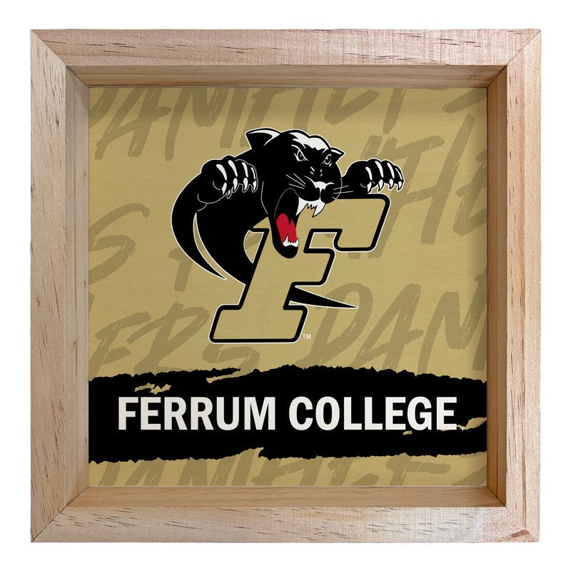 Ferrum College Officially Licensed 8.75"x 8.75" Wood Sign with frame Logo