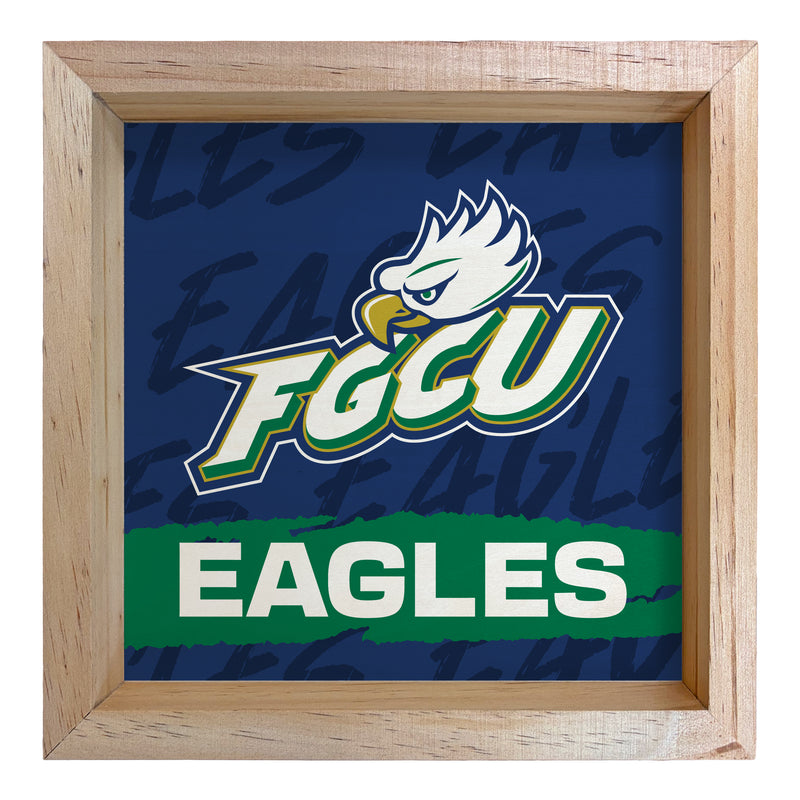 Florida Gulf Coast Eagles Officially Licensed 8.75"x 8.75" Wood Sign with frame Logo