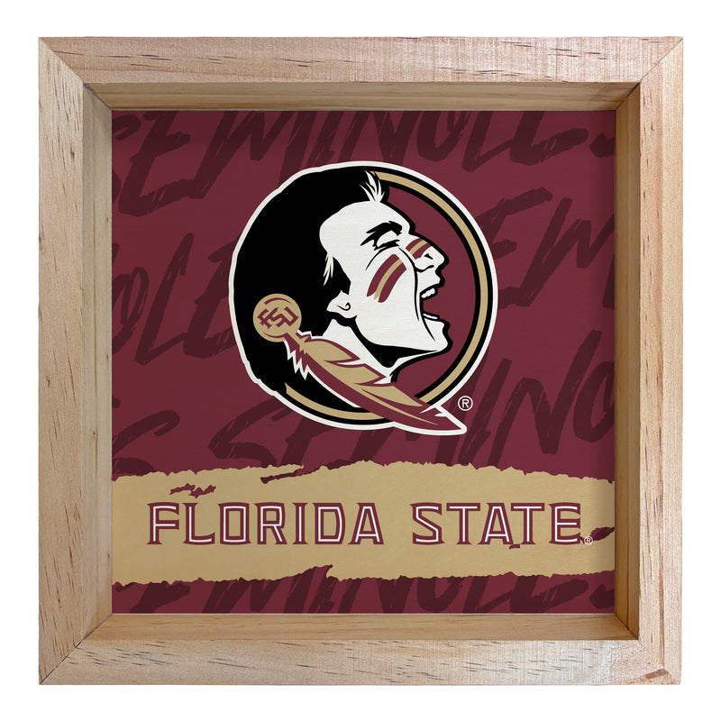 Florida State Seminoles Officially Licensed 8.75"x 8.75" Wood Sign with frame Logo