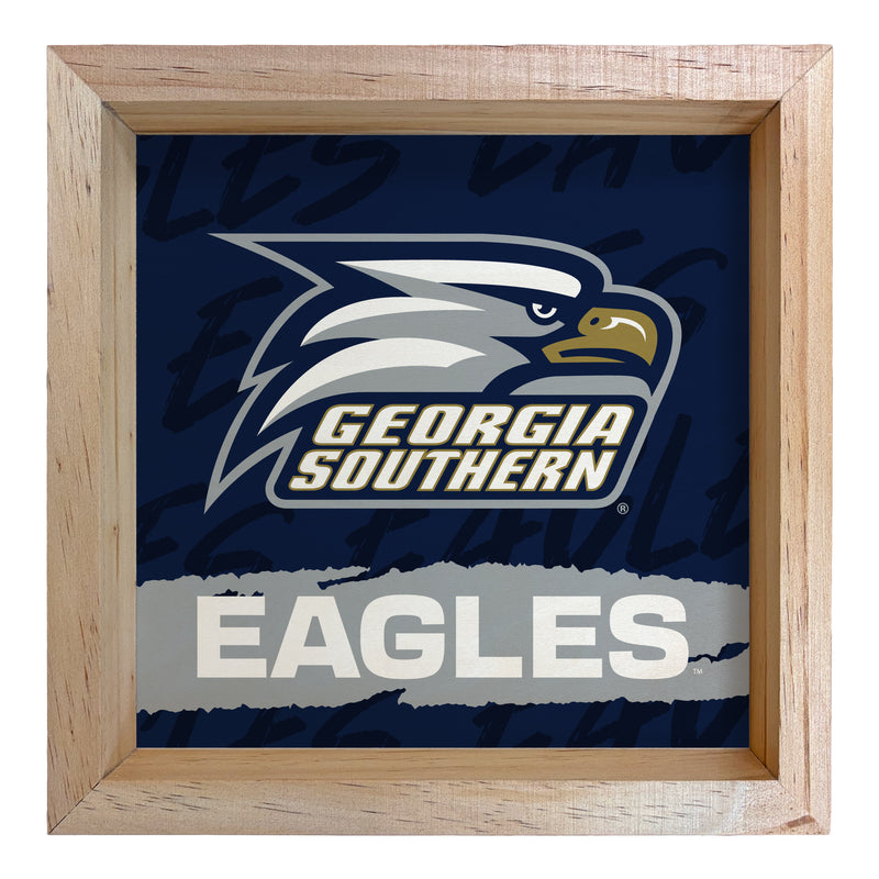 Georgia Southern Eagles Officially Licensed 8.75"x 8.75" Wood Sign with frame Logo