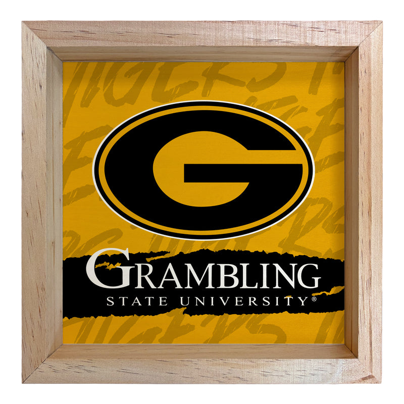 Grambling State Tigers Officially Licensed 8.75"x 8.75" Wood Sign with frame Logo