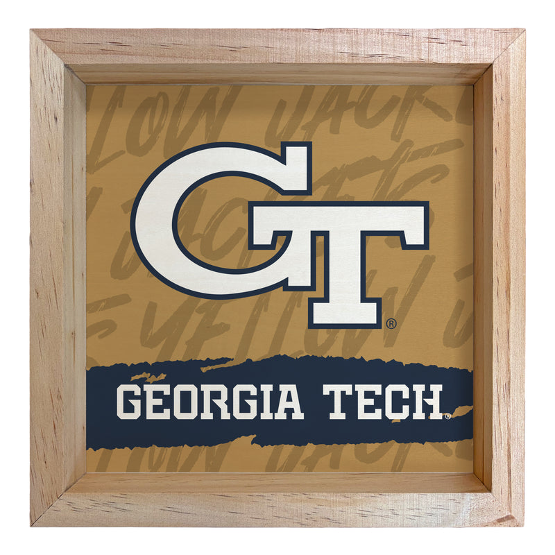 Georgia Tech Yellow Jackets Officially Licensed 8.75"x 8.75" Wood Sign with frame Logo