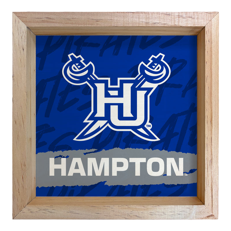 Hampton University Officially Licensed 8.75"x 8.75" Wood Sign with frame Logo