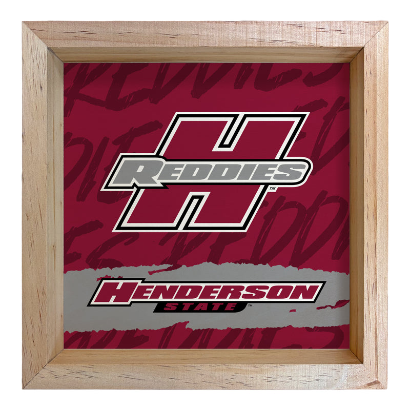 Henderson State Reddies Officially Licensed 8.75"x 8.75" Wood Sign with frame Logo