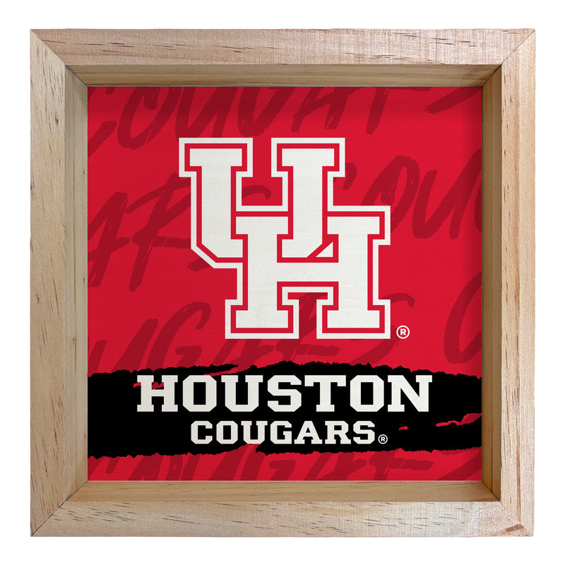 University of Houston Officially Licensed 8.75"x 8.75" Wood Sign with frame Logo