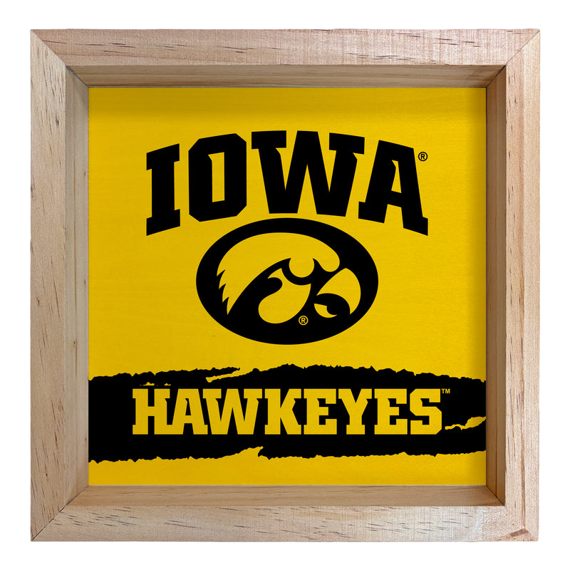 Iowa Hawkeyes Officially Licensed 8.75"x 8.75" Wood Sign with frame Logo