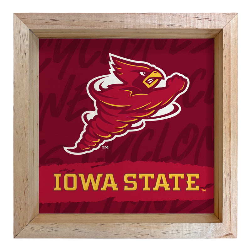 Iowa State Cyclones Officially Licensed 8.75"x 8.75" Wood Sign with frame Logo