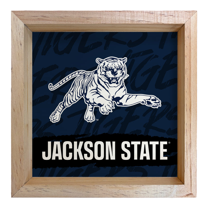 Jackson State University Officially Licensed 8.75"x 8.75" Wood Sign with frame Logo