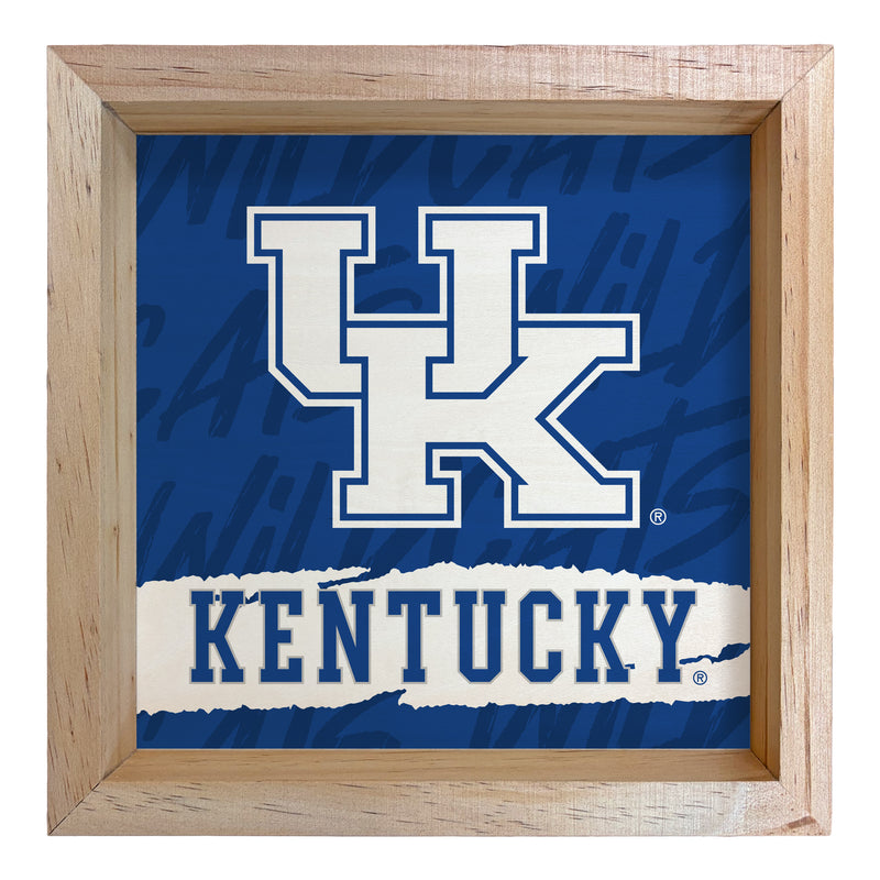 Kentucky Wildcats Officially Licensed 8.75"x 8.75" Wood Sign with frame Logo