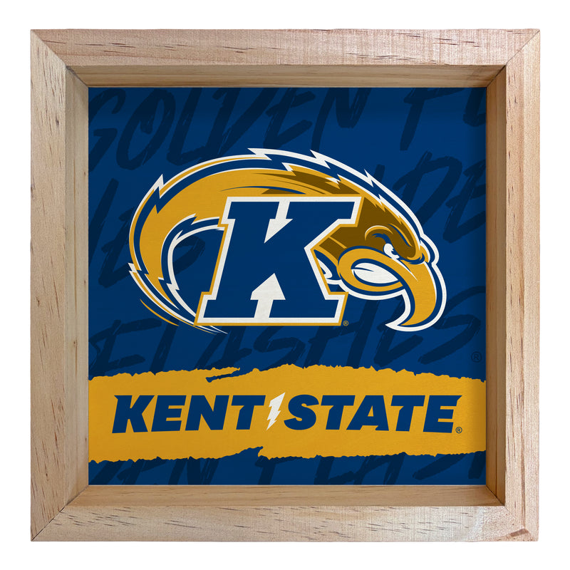 Kent State University Officially Licensed 8.75"x 8.75" Wood Sign with frame Logo