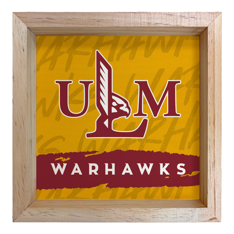 University of Louisiana Monroe Officially Licensed 8.75"x 8.75" Wood Sign with frame Logo