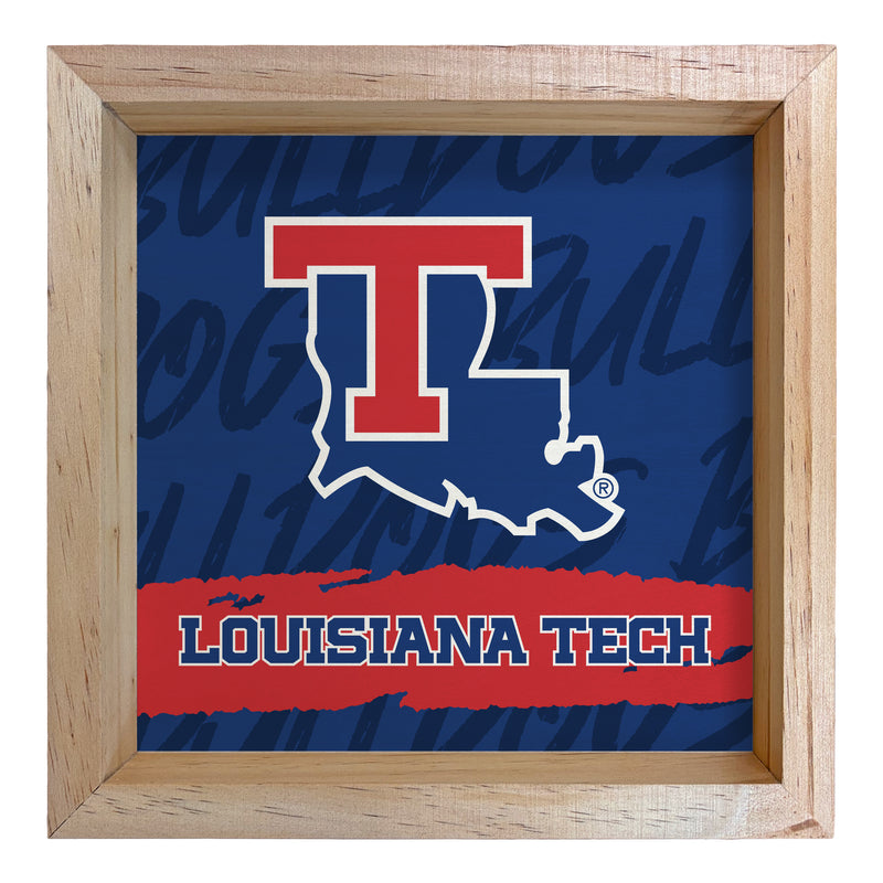 Louisiana Tech Bulldogs Officially Licensed 8.75"x 8.75" Wood Sign with frame Logo