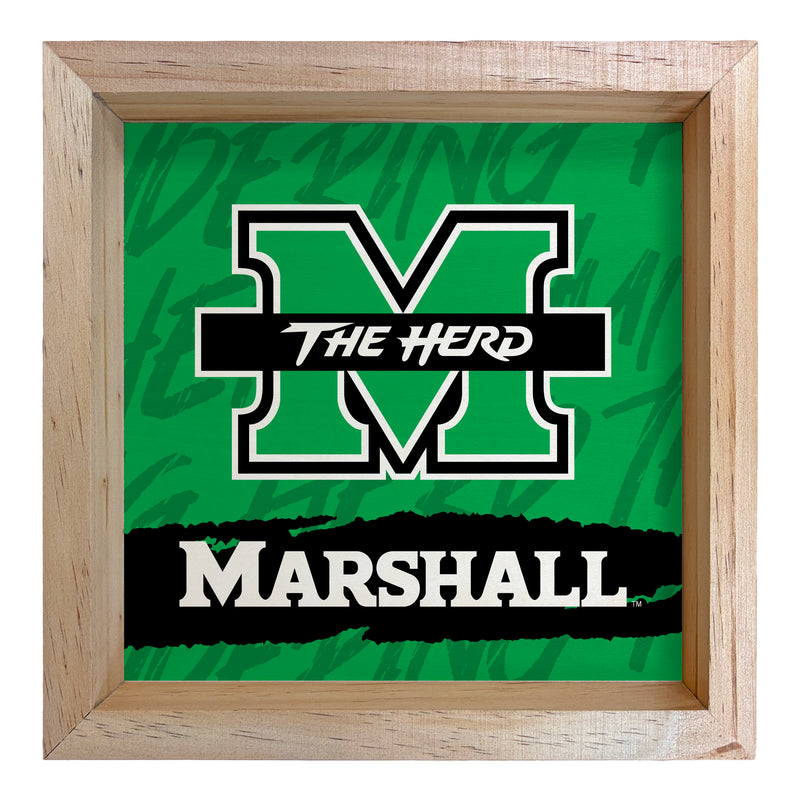 Marshall Thundering Herd Officially Licensed 8.75"x 8.75" Wood Sign with frame Logo
