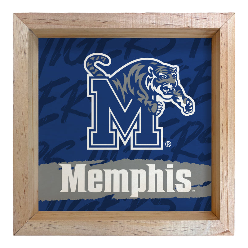 Memphis Tigers Officially Licensed 8.75"x 8.75" Wood Sign with frame Logo