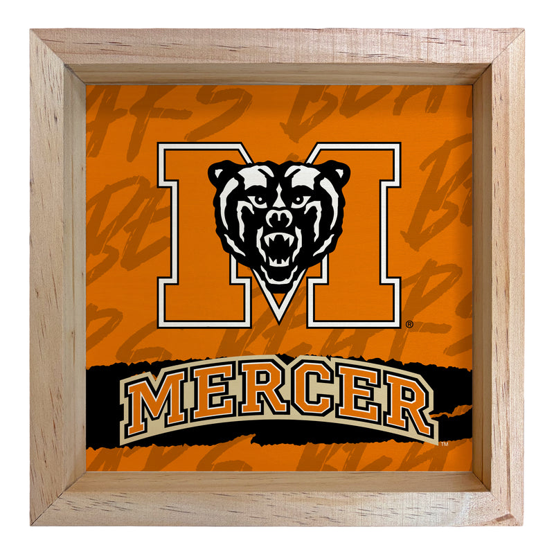 Mercer University Officially Licensed 8.75"x 8.75" Wood Sign with frame Logo