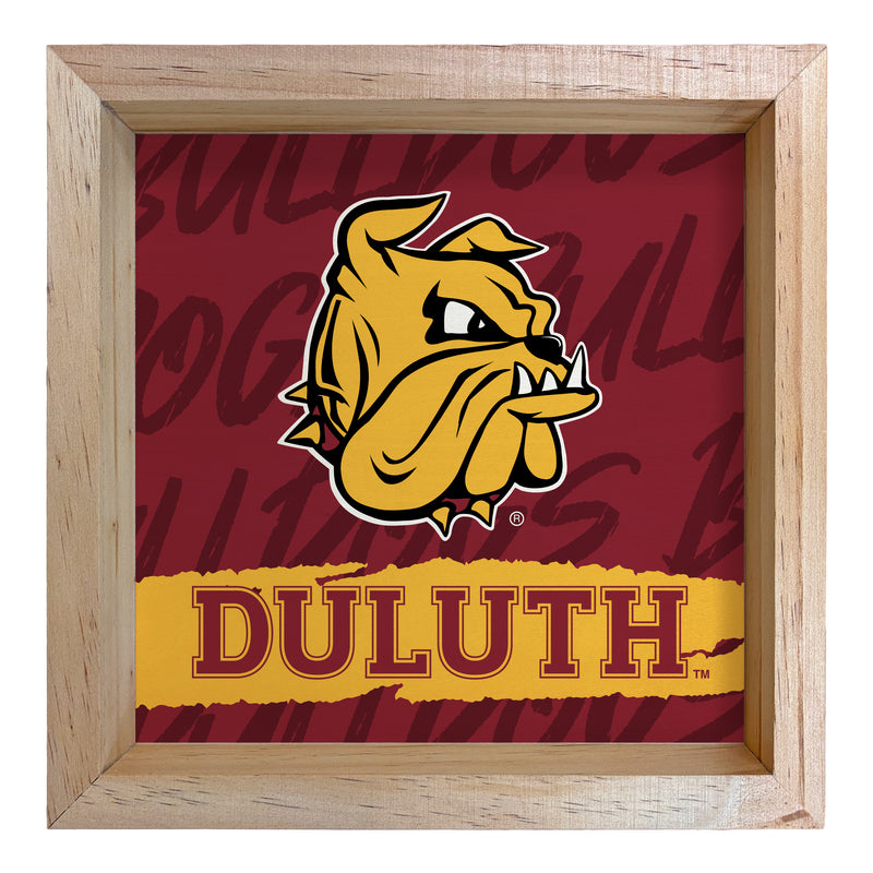 Minnesota Duluth Bulldogs Officially Licensed 8.75"x 8.75" Wood Sign with frame Logo