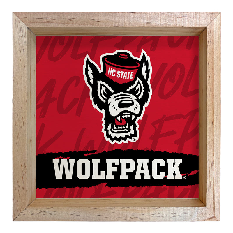 NC State Wolfpack Officially Licensed 8.75"x 8.75" Wood Sign with frame Logo