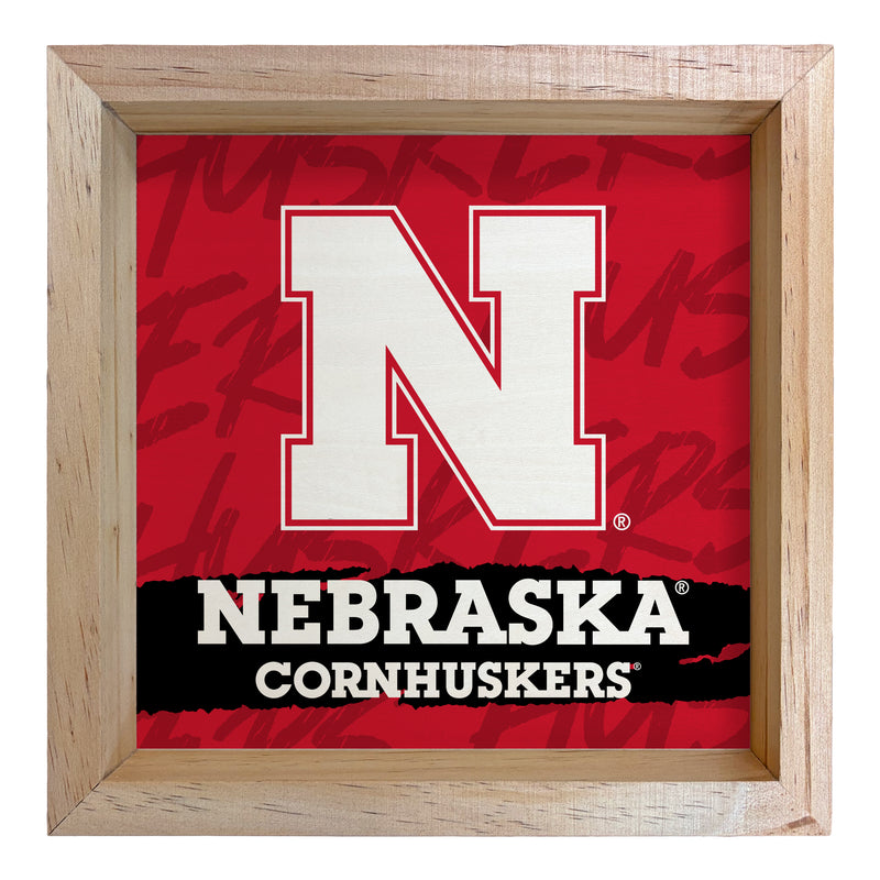 Nebraska Cornhuskers Officially Licensed 8.75"x 8.75" Wood Sign with frame Logo
