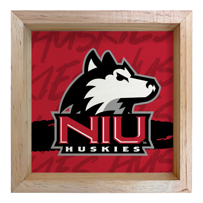 Northern Illinois Huskies Officially Licensed 8.75"x 8.75" Wood Sign with frame Logo