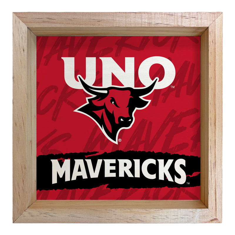 Nebraska at Omaha Officially Licensed 8.75"x 8.75" Wood Sign with frame Logo