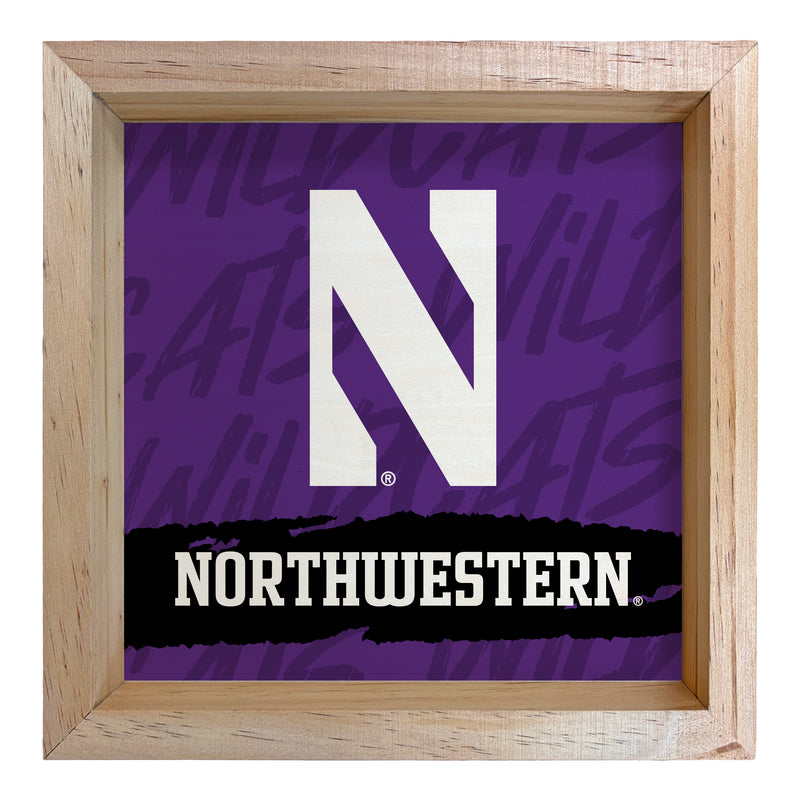 Northwestern University Wildcats Officially Licensed 8.75"x 8.75" Wood Sign with frame Logo