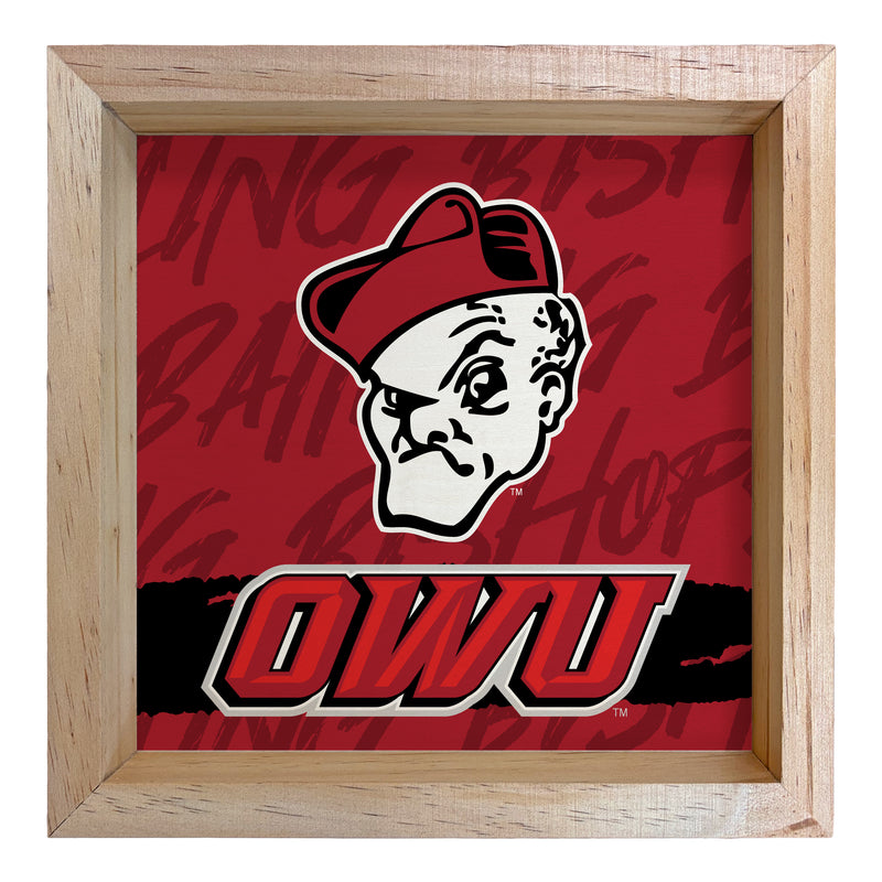 Ohio Wesleyan University Officially Licensed 8.75"x 8.75" Wood Sign with frame Logo