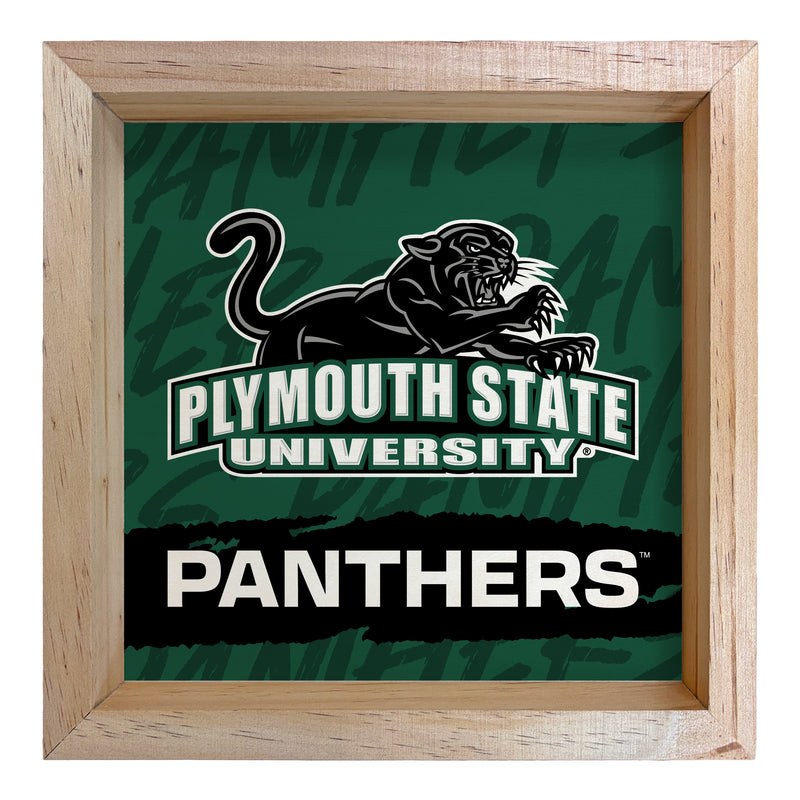 Plymouth State University Officially Licensed 8.75"x 8.75" Wood Sign with frame Logo