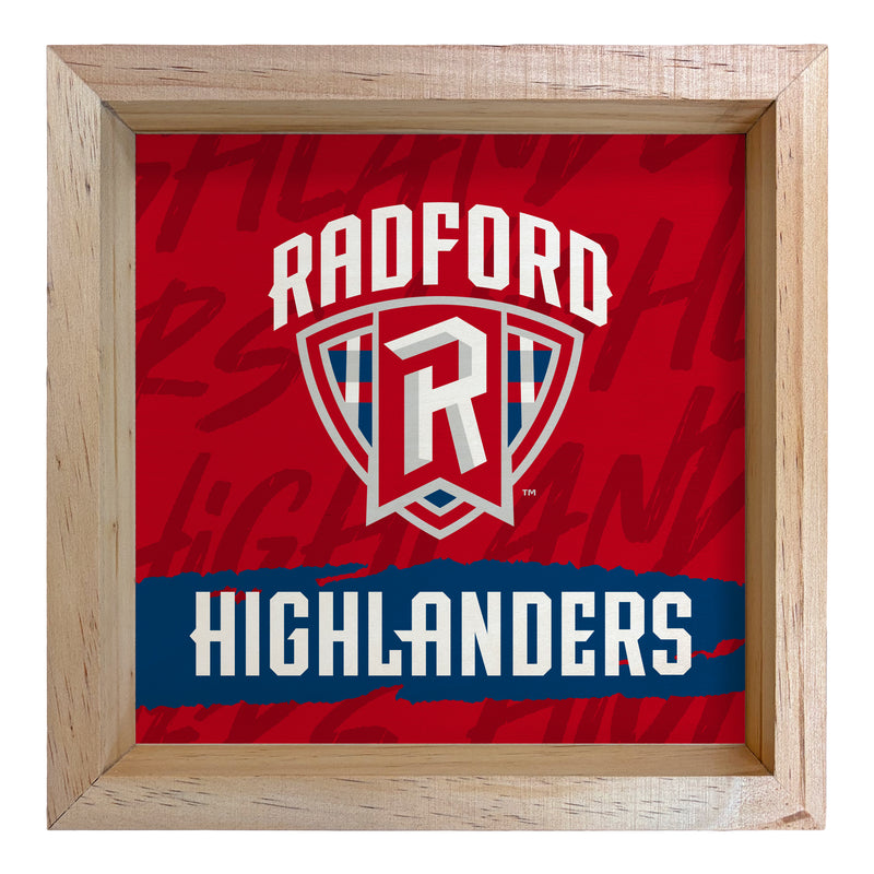 Radford University Highlanders Officially Licensed 8.75"x 8.75" Wood Sign with frame Logo