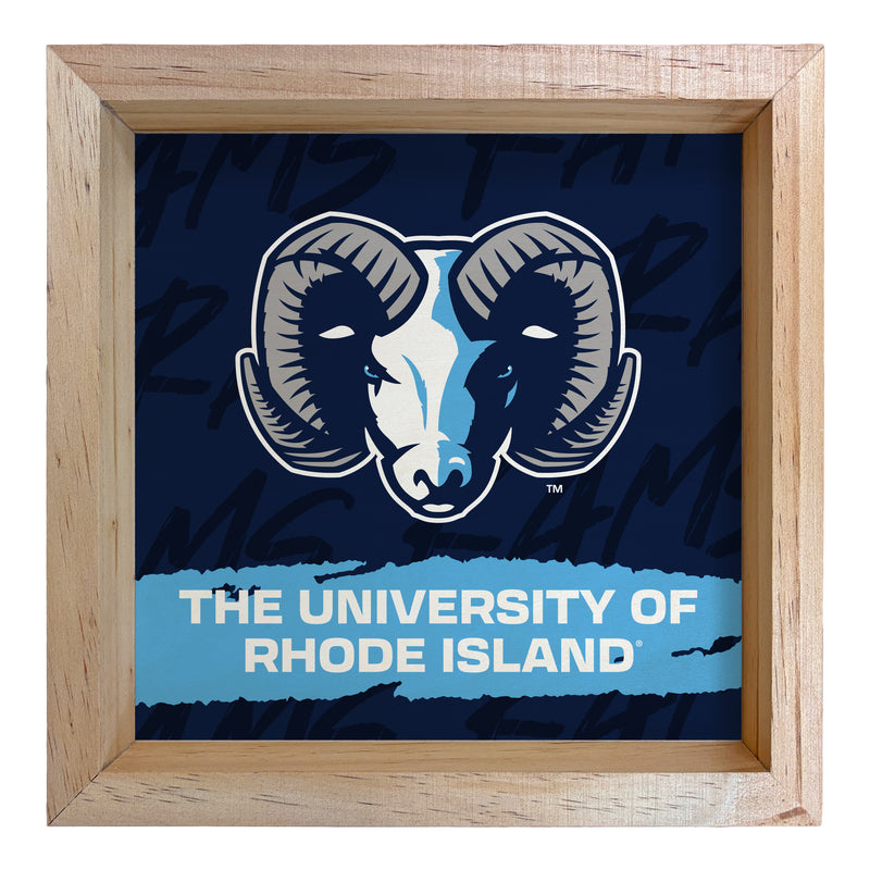 Rhode Island University Officially Licensed 8.75"x 8.75" Wood Sign with frame Logo