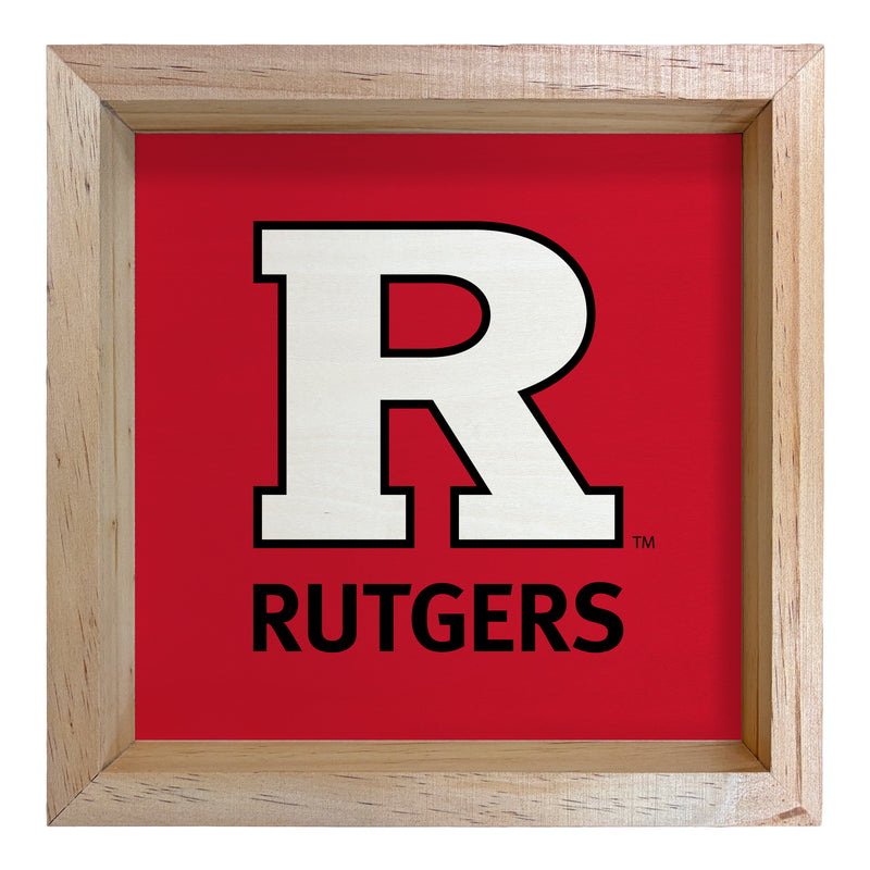 Rutgers Scarlet Knights Officially Licensed 8.75"x 8.75" Wood Sign with frame Logo