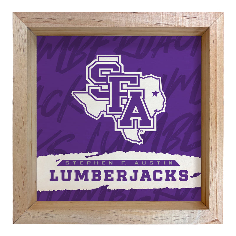Stephen F. Austin State University Officially Licensed 8.75"x 8.75" Wood Sign with frame Logo