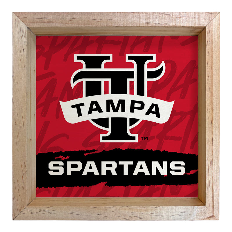 University of Tampa Spartans Officially Licensed 8.75"x 8.75" Wood Sign with frame Logo