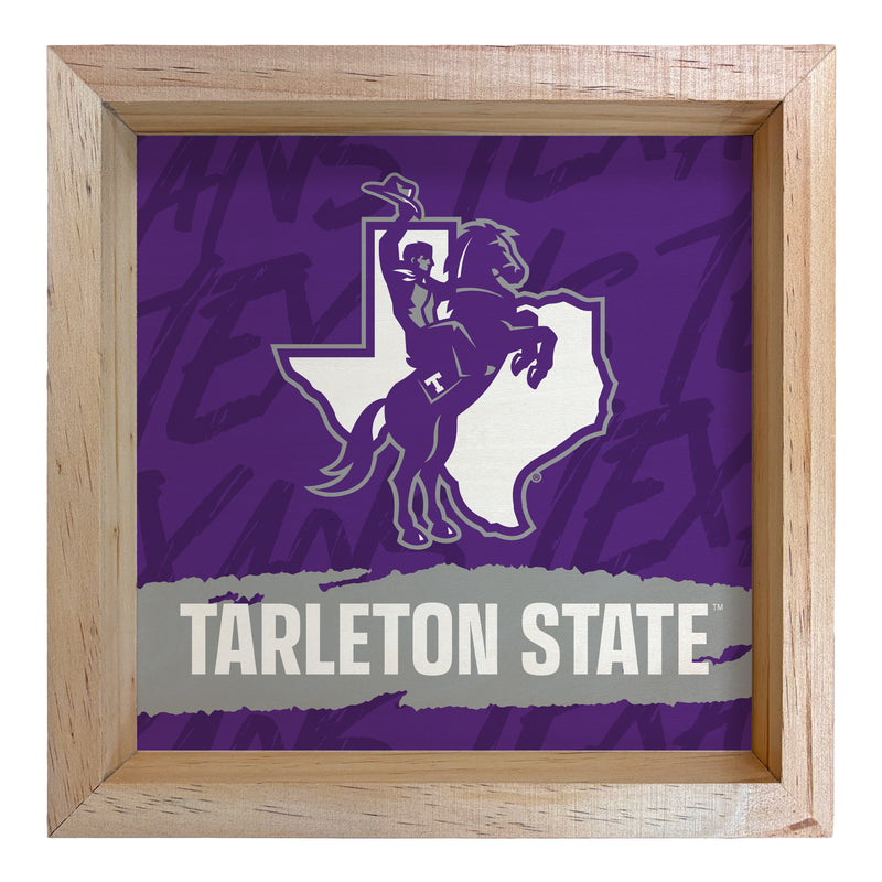 Tarleton State University Officially Licensed 8.75"x 8.75" Wood Sign with frame Logo