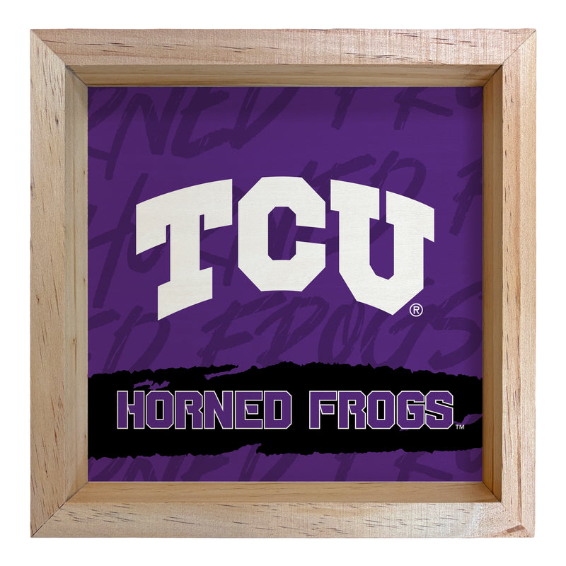 Texas Christian University Officially Licensed 8.75"x 8.75" Wood Sign with frame Logo