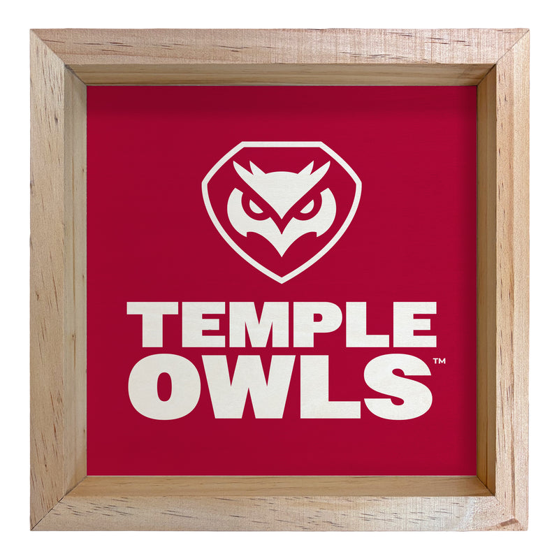 Temple University Officially Licensed 8.75"x 8.75" Wood Sign with frame Logo