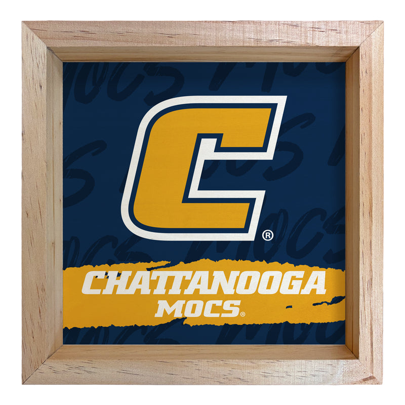 University of Tennessee at Chattanooga Officially Licensed 8.75"x 8.75" Wood Sign with frame Logo