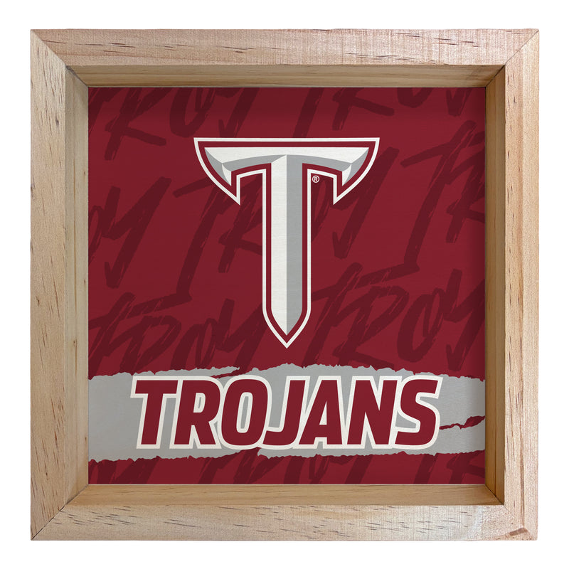 Troy University Officially Licensed 8.75"x 8.75" Wood Sign with frame Logo