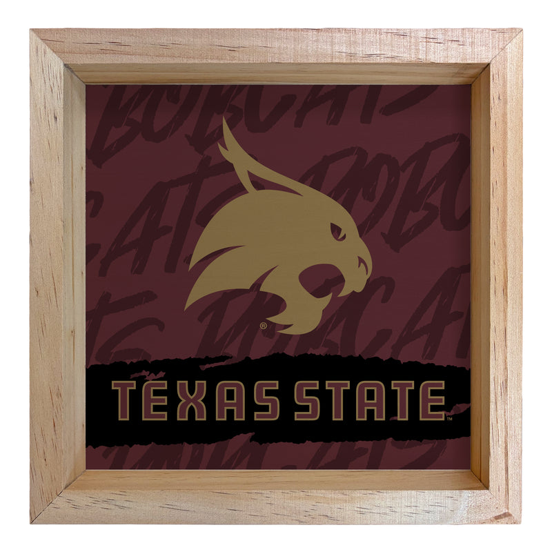 Texas State Bobcats Officially Licensed 8.75"x 8.75" Wood Sign with frame Logo