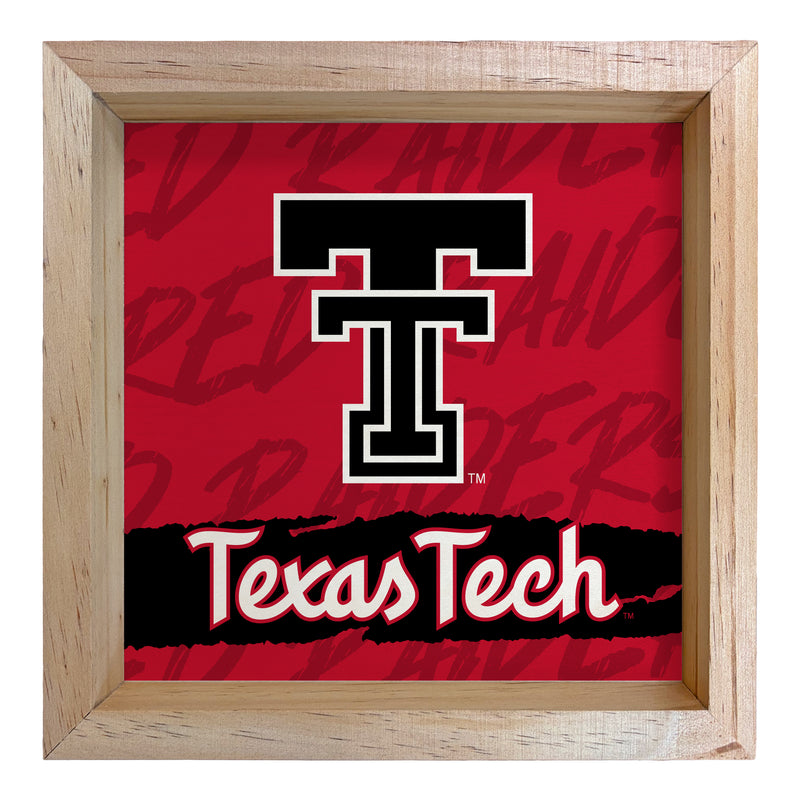 Texas Tech Red Raiders Officially Licensed 8.75"x 8.75" Wood Sign with frame Logo