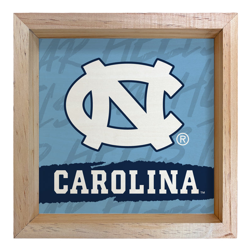 UNC Tar Heels Officially Licensed 8.75"x 8.75" Wood Sign with frame Logo