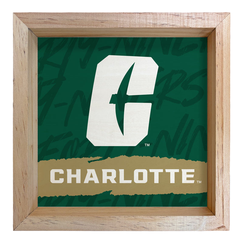 North Carolina Charlotte Forty-Niners Officially Licensed 8.75"x 8.75" Wood Sign with frame Logo