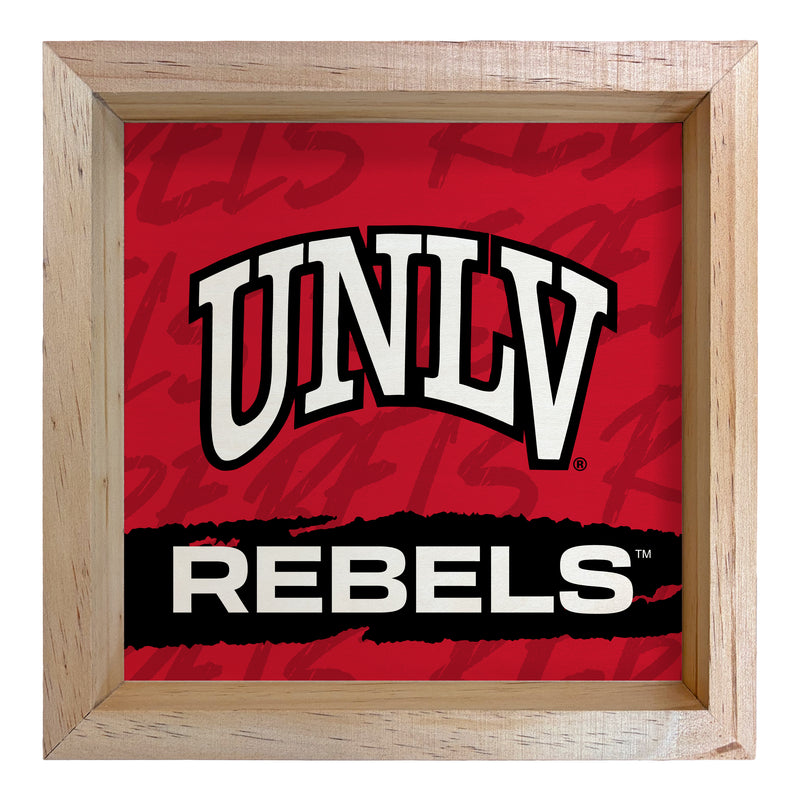 UNLV Rebels Officially Licensed 8.75"x 8.75" Wood Sign with frame Logo