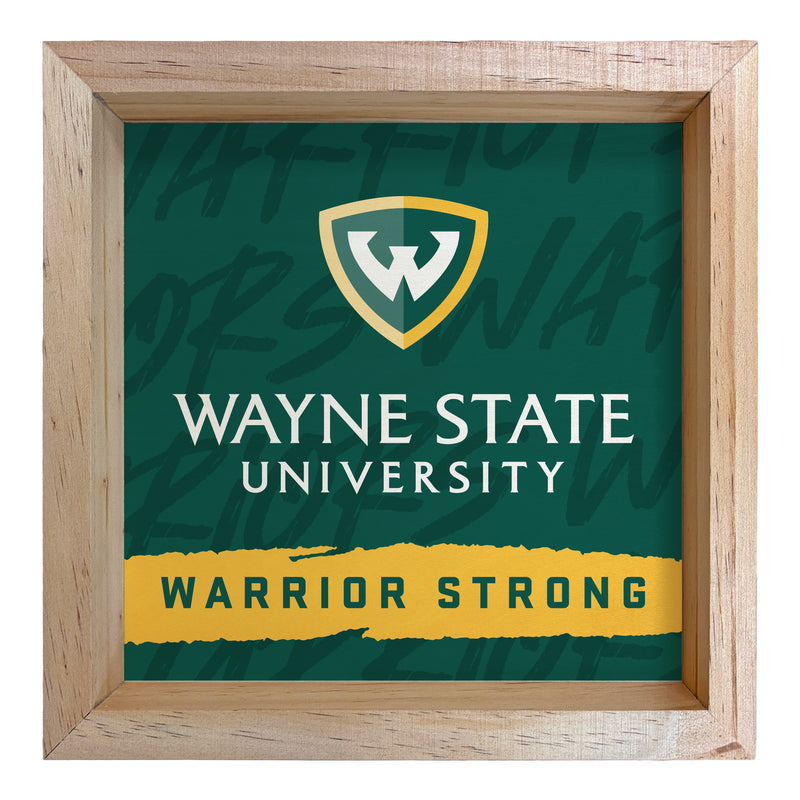 Wayne State Officially Licensed 8.75"x 8.75" Wood Sign with frame Logo