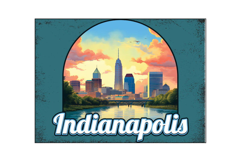 Indianapolis Indiana Design B Souvenir Wood sign with frame 5x7