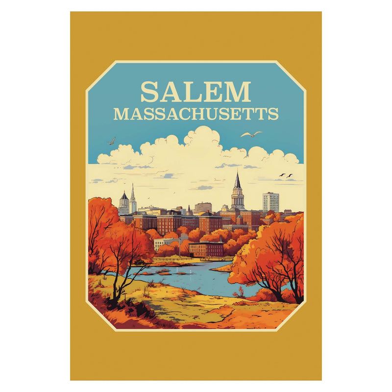 Salem Massachussettes Design A Souvenir Wood sign with frame 5x7