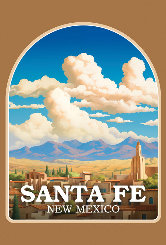 Santa Fe New Mexico Design A Souvenir Wood sign with frame 5x7