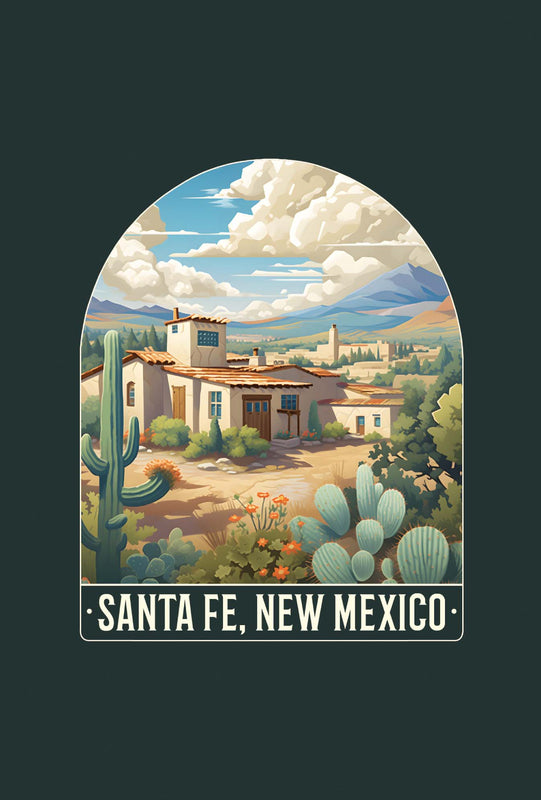 Santa Fe New Mexico Design C Souvenir Wood sign with frame 5x7